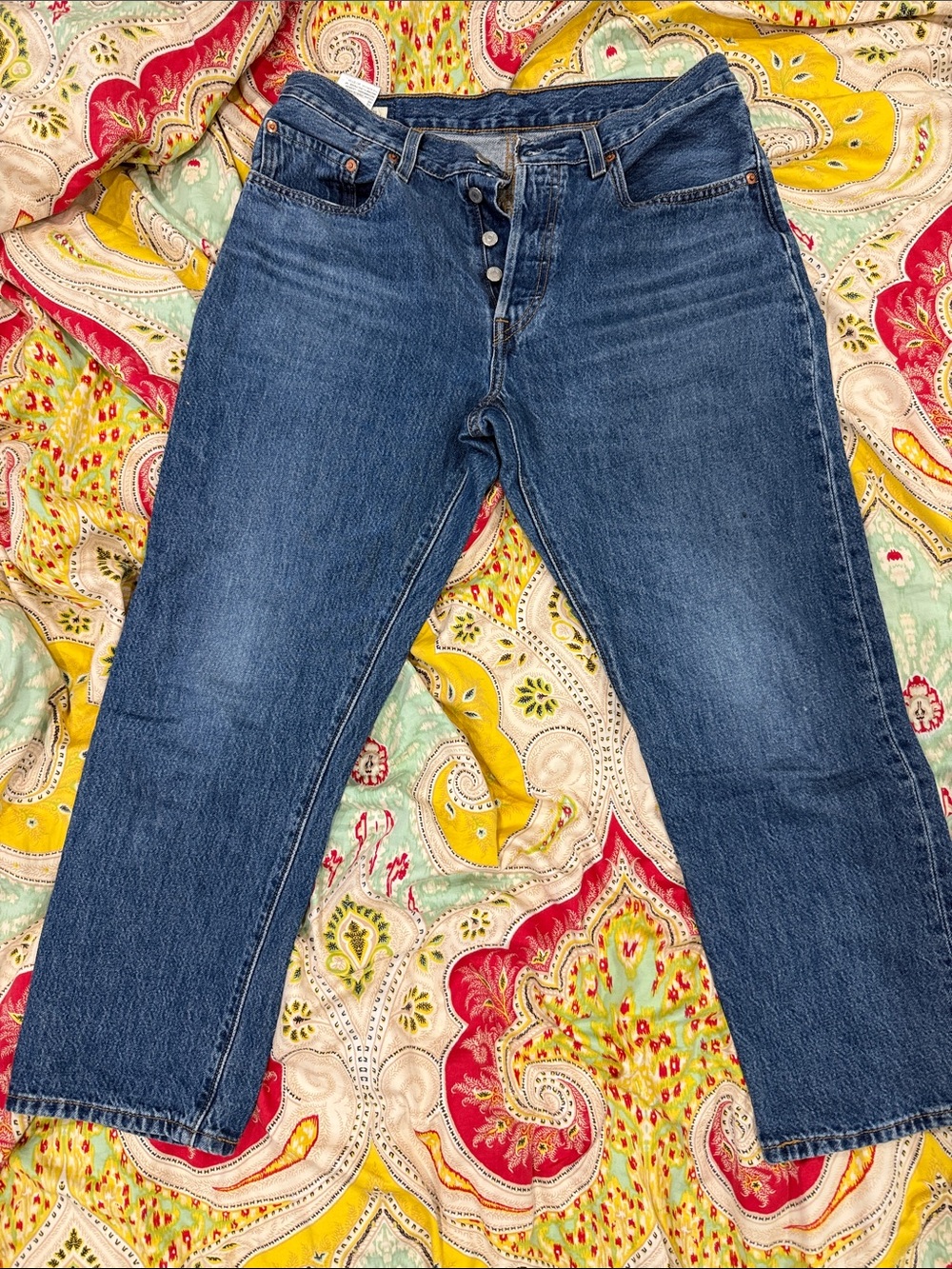 Levi's Straight-Leg Jeans in Mid Blue Wash